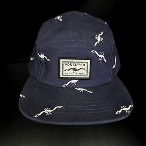 VonZipper Hat Mens OS Navy Blue Snake Print 5 Panel Camper Rides Alone MAHT7SER
